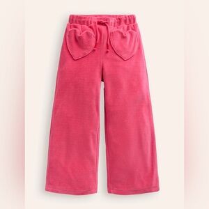 Mini Boden Heart Pocket Velour Wide Leg Sweatpants